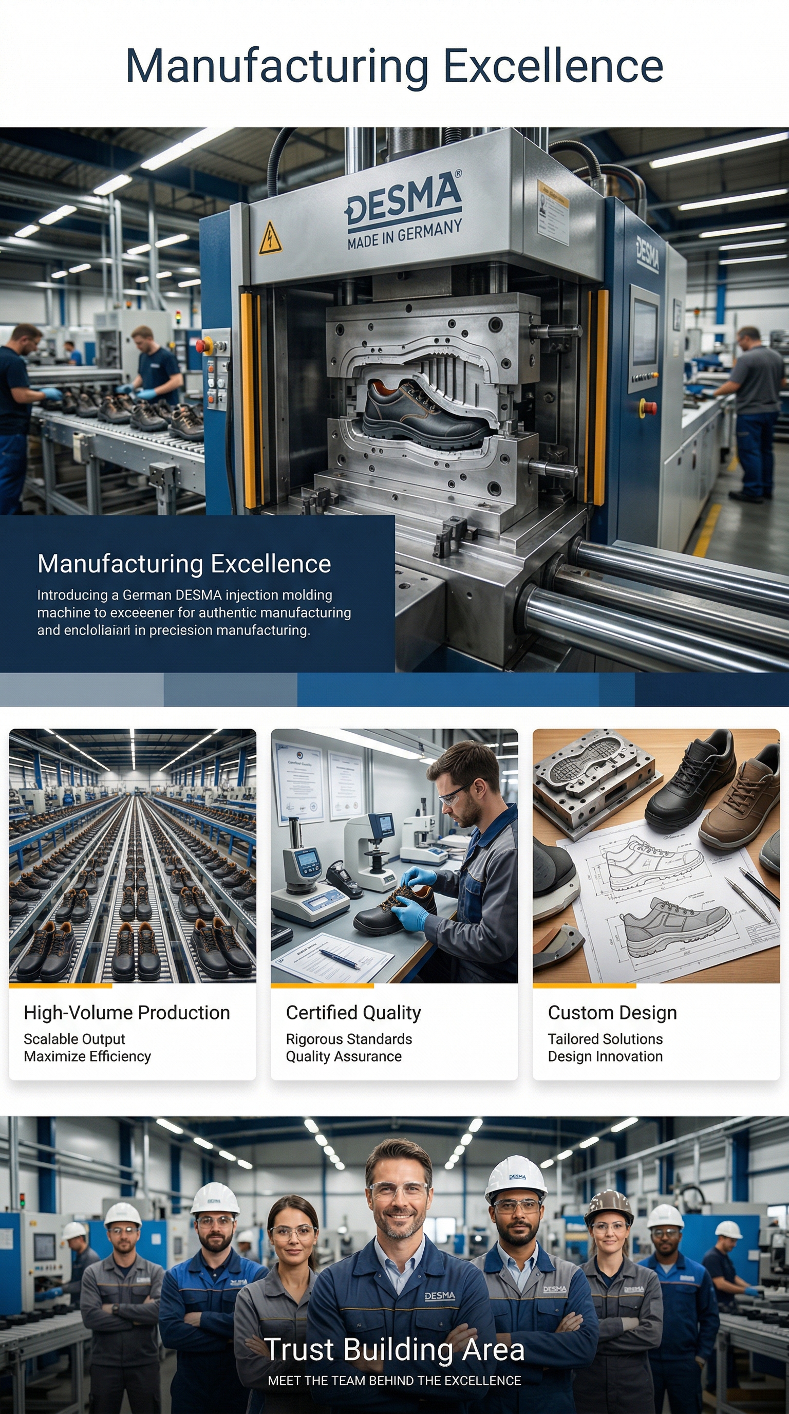 Safety shoe manufacturing facility